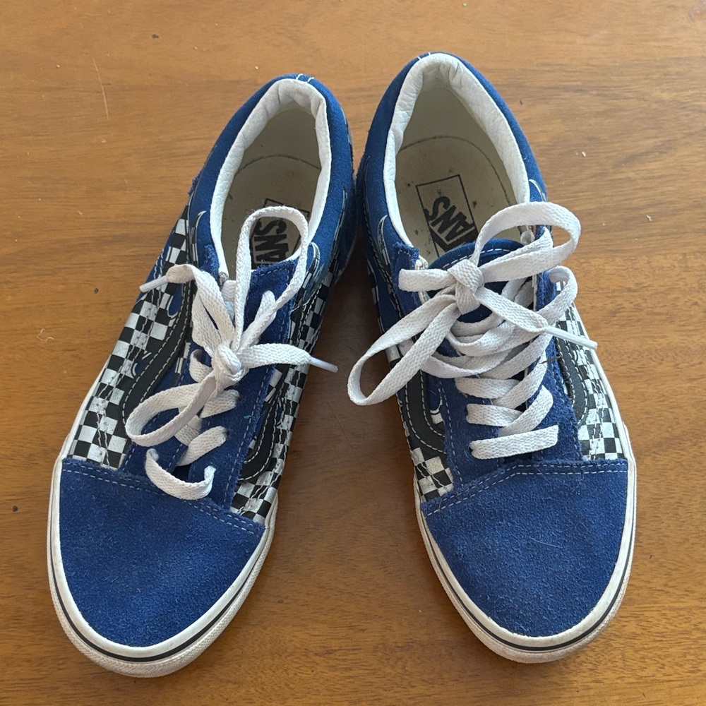 Vans Blue and Black Checkered Lace-Up Shoes